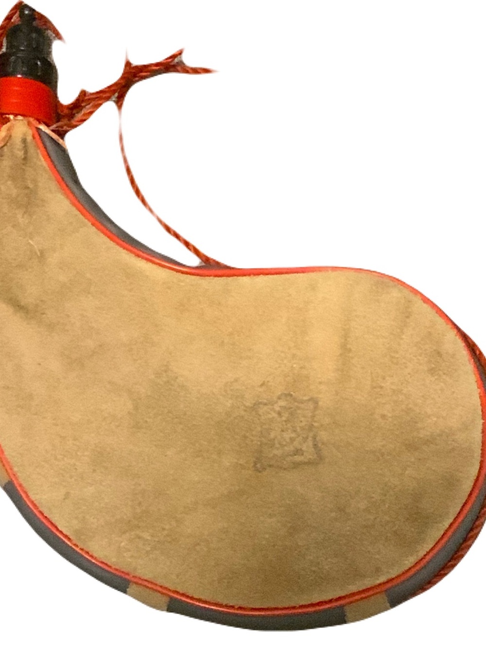 Vintage Suede Spanish Bota Saddle Bag with Orange Trim